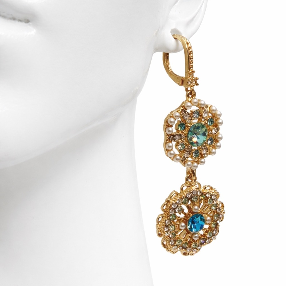 Marchesa Gold-Tone Crystal & Pearl Drop Earrings - Picture 4 of 16